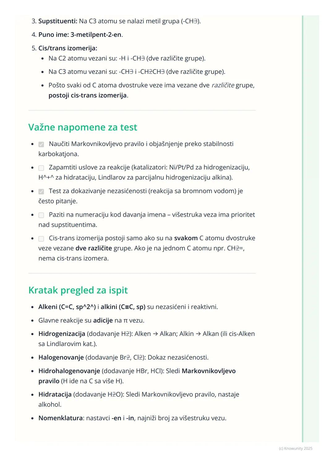 # Alkeni i alkini

Uvod u alkene i alkine

Alkeni i alkini su nezasićeni ugljovodonici. To znači da sadrže bar jednu
dvostruku (C=C) ili tro