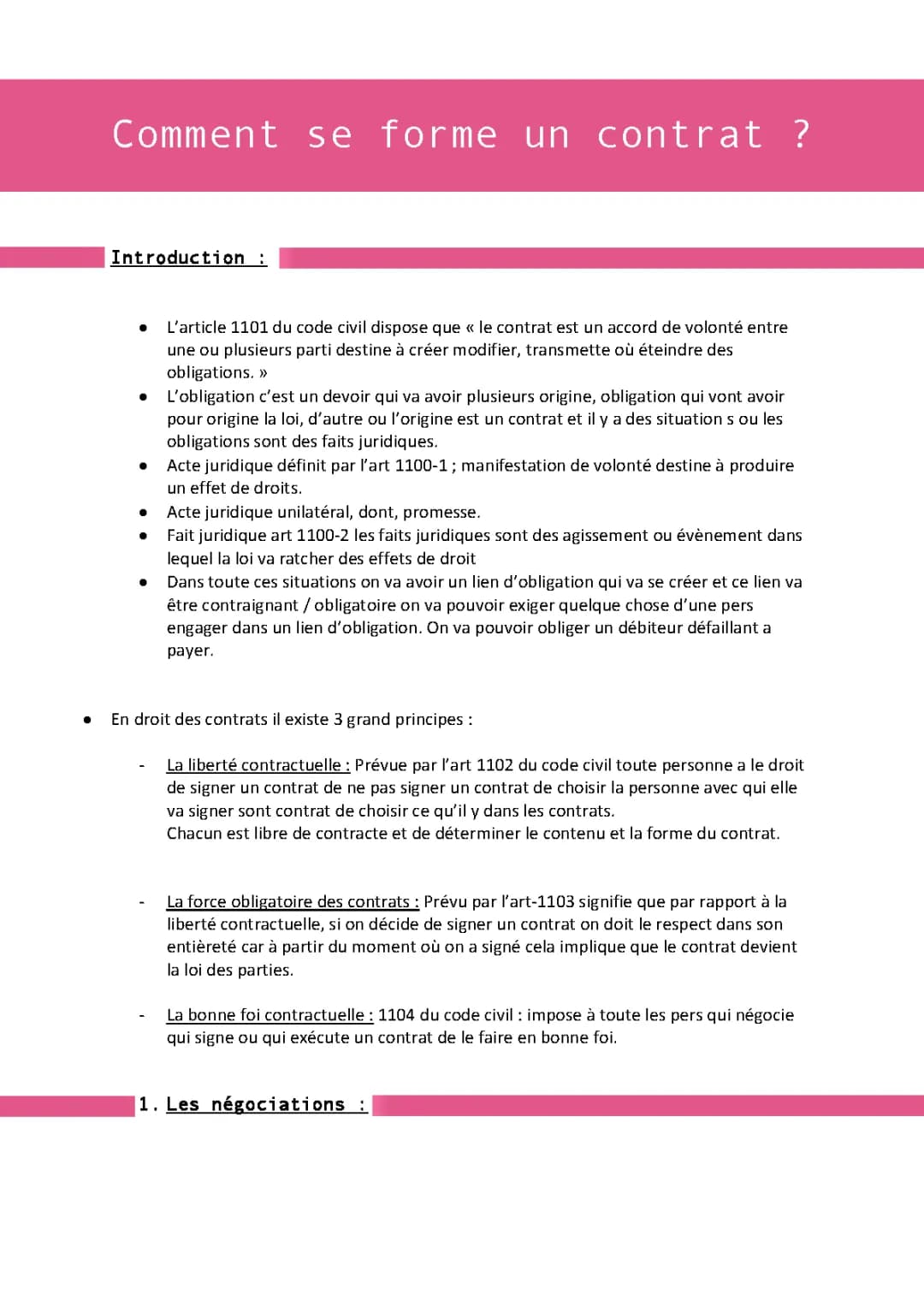 La formation du contrat
