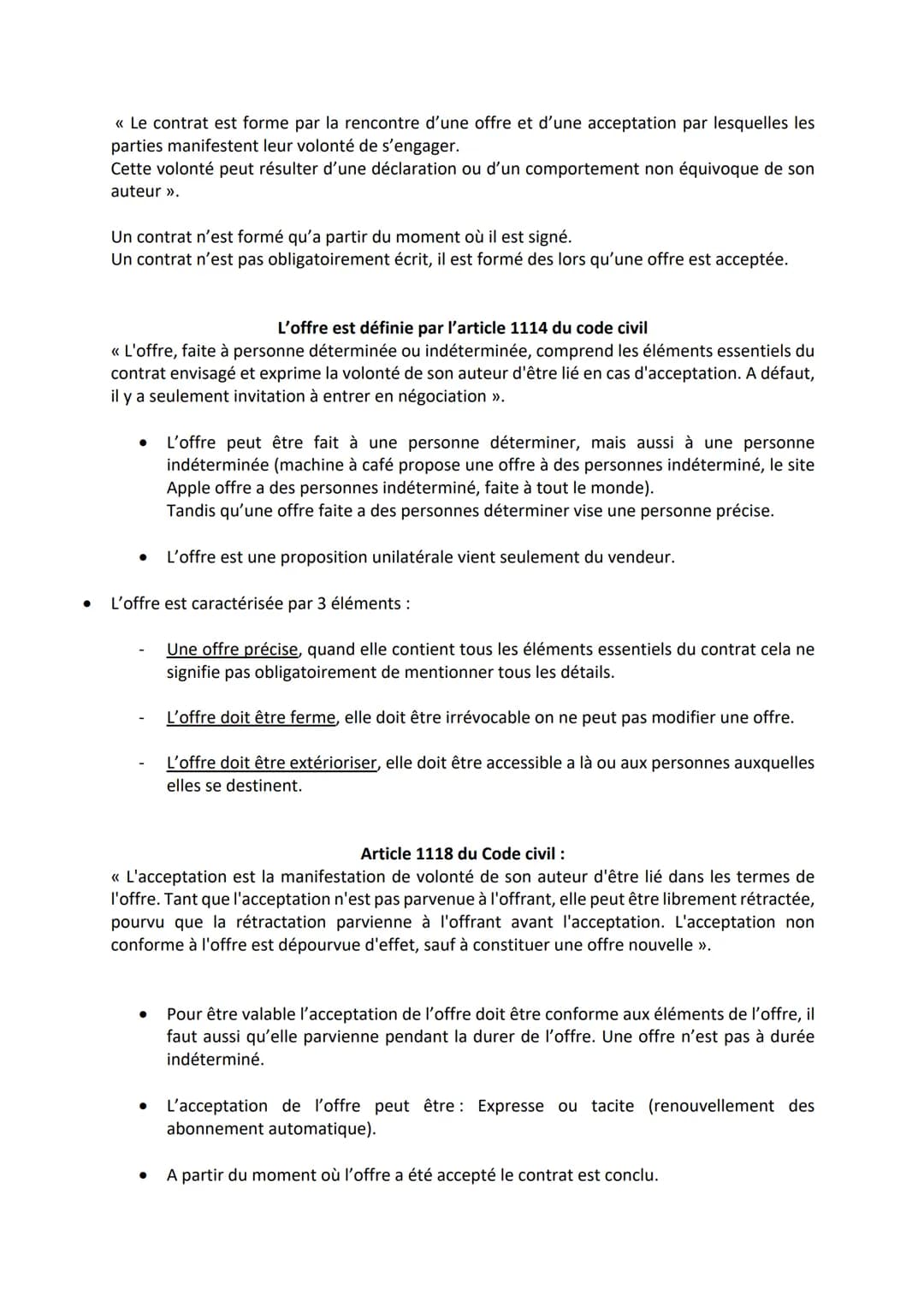 Comment se forme un contrat ?
Introduction :
●
●
●
L'article 1101 du code civil dispose que « le contrat est un accord de volonté entre
une 