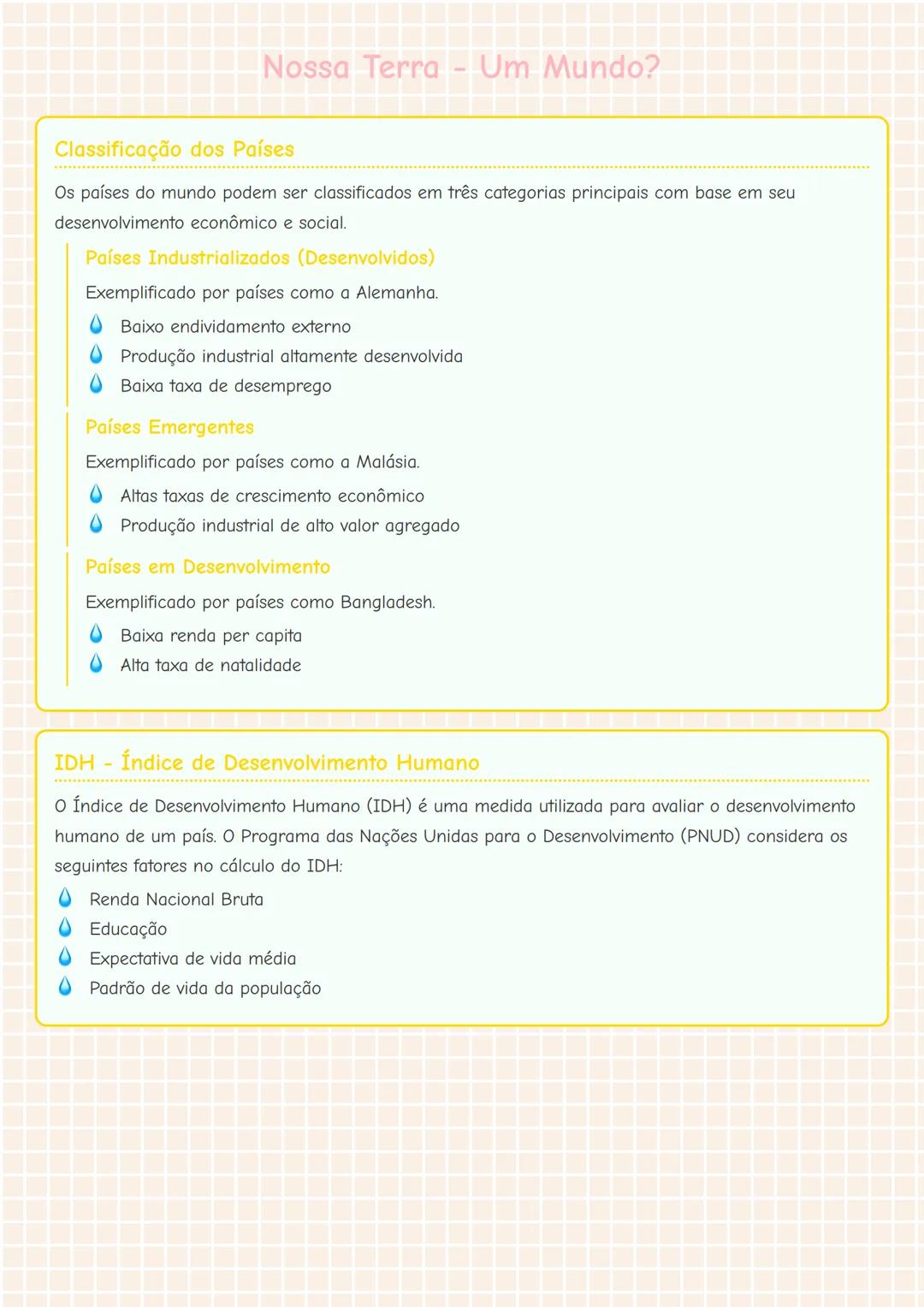 # Nossa Terra - Um Mundo?

# Classificação dos Países

Os países do mundo podem ser classificados em três categorias principais com base em 