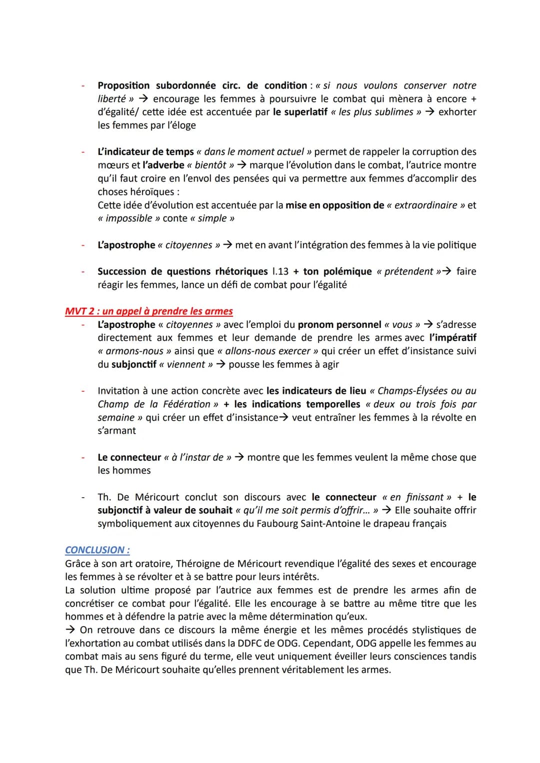 10ème étude linéaire :
Discours de Mademoiselle Théroigne de Méricourt
INTRO:
Écrire et combattre pour l'égalité est l'une des revendication