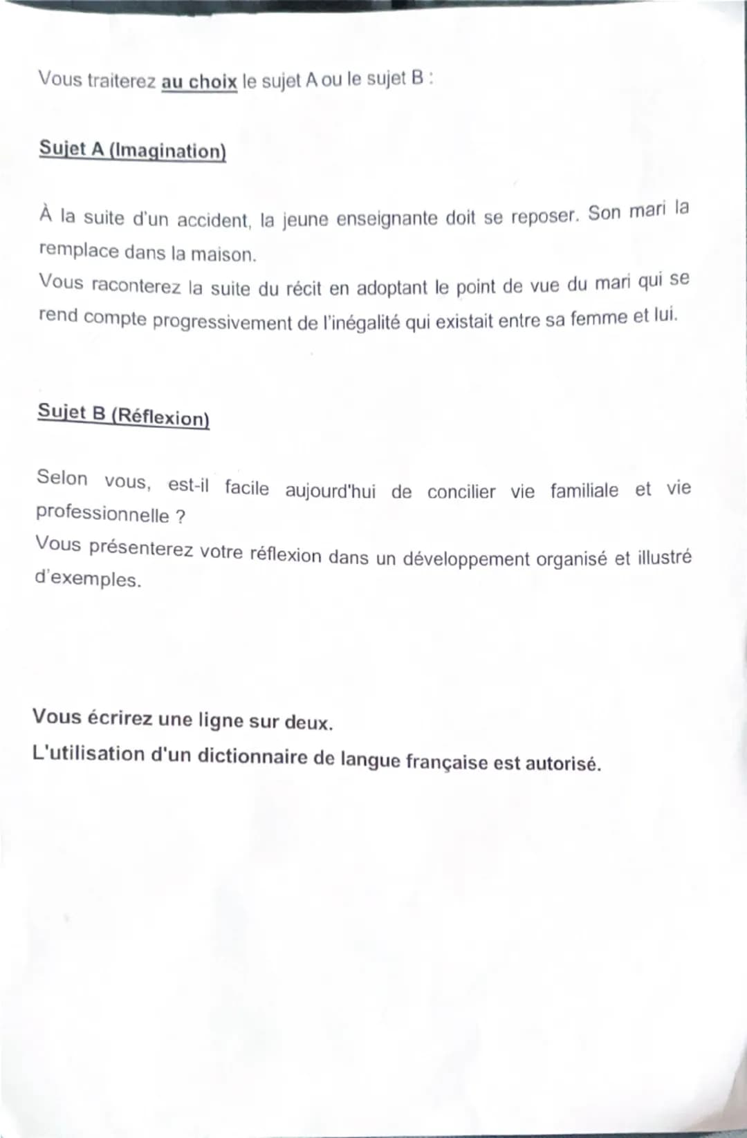 # BREVET BLANC

# Session février 2025

# FRANÇAIS
Rédaction

# Série générale

Durée de l'épreuve : 1h30		40 points

L'utilisation du dicti