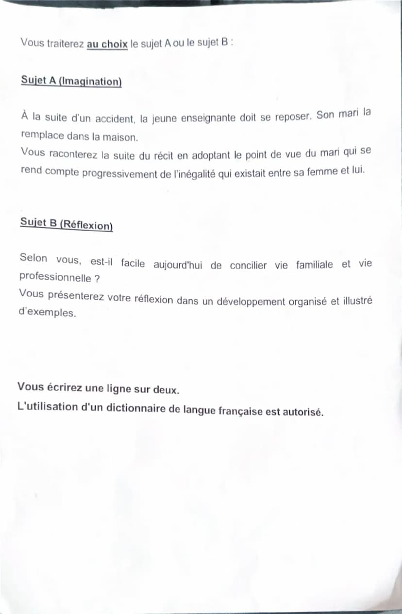 # BREVET BLANC

# Session février 2025

# FRANÇAIS
Rédaction

# Série générale

Durée de l'épreuve : 1h30		40 points

L'utilisation du dicti