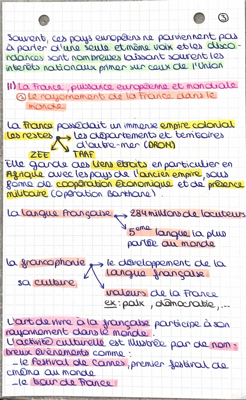 geograph-
theme 3: chap 2 La France et l'Europe dars
le monde
O
La France et l'Europe ont une grande influ-
ence mondiale.
Les européens ont