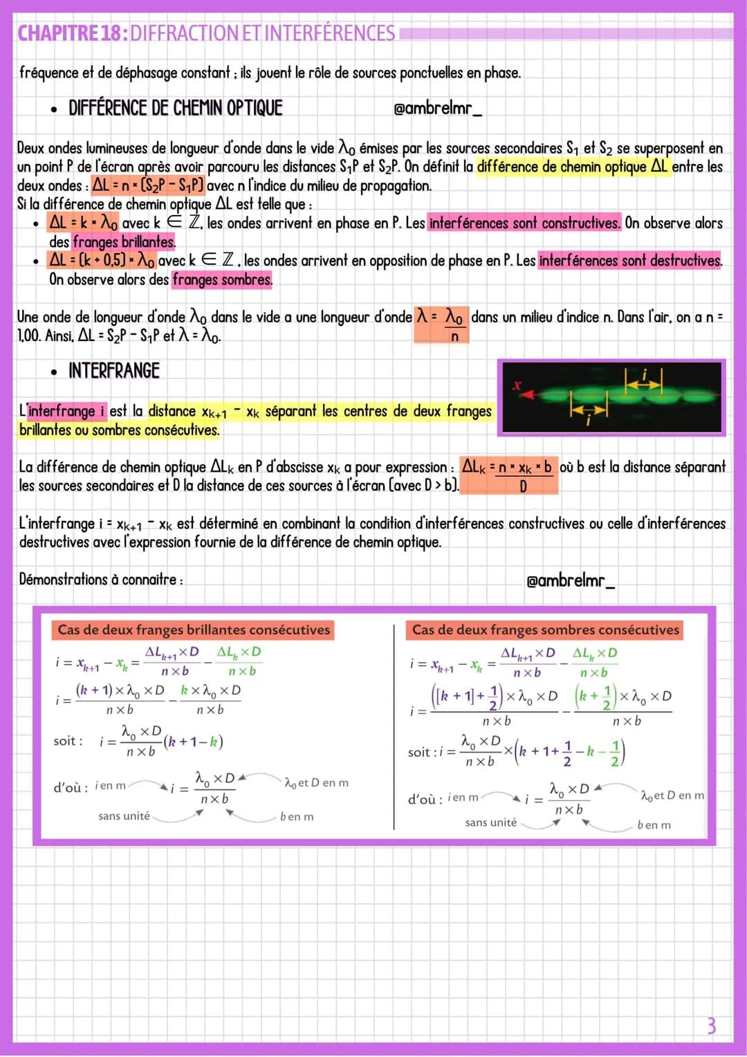 SPE PHYSIQUE-CHIMIE
LA DIFFRACTION
•CONDITIONS D'OBSERVATION ET CARACTÉRISTIQUES
Lorsqu'une onde mécanique ou lumineuse rencontre une ouvert