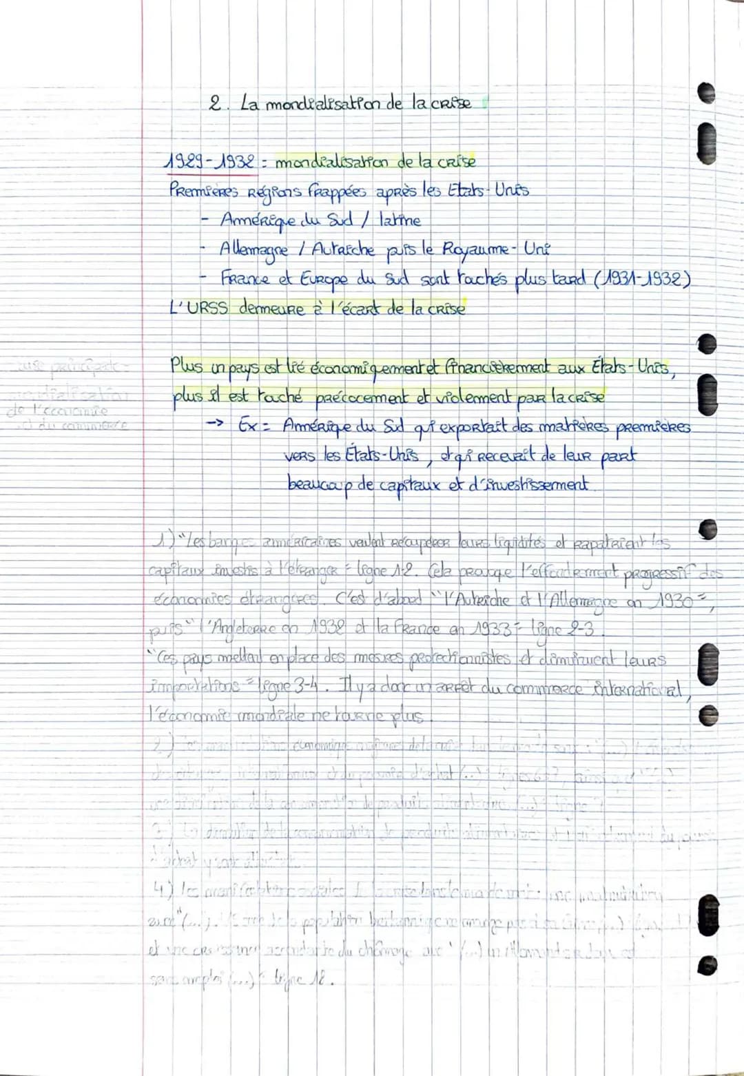 6
Histoire Thème: Fragilités des démocratites, totalitarisme et Seconde geRRe
mondiale
Legen I. La crite des années 30
A. Du kRack à la dépr