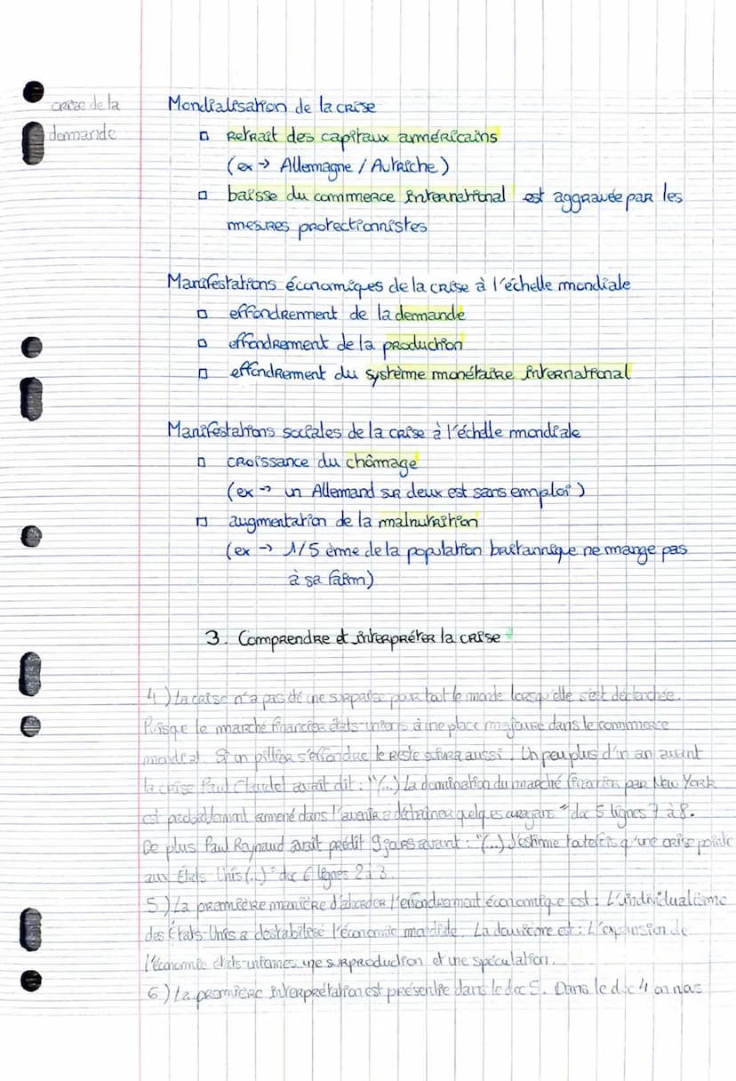6
Histoire Thème: Fragilités des démocratites, totalitarisme et Seconde geRRe
mondiale
Legen I. La crite des années 30
A. Du kRack à la dépr