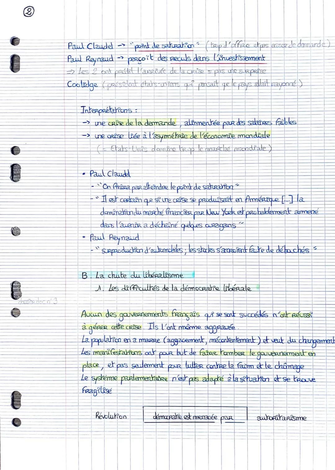 6
Histoire Thème: Fragilités des démocratites, totalitarisme et Seconde geRRe
mondiale
Legen I. La crite des années 30
A. Du kRack à la dépr