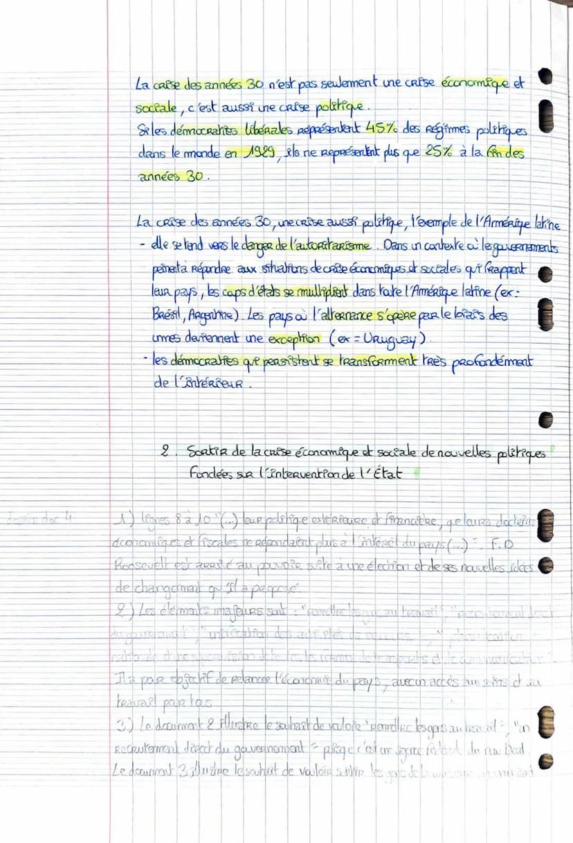 6
Histoire Thème: Fragilités des démocratites, totalitarisme et Seconde geRRe
mondiale
Legen I. La crite des années 30
A. Du kRack à la dépr