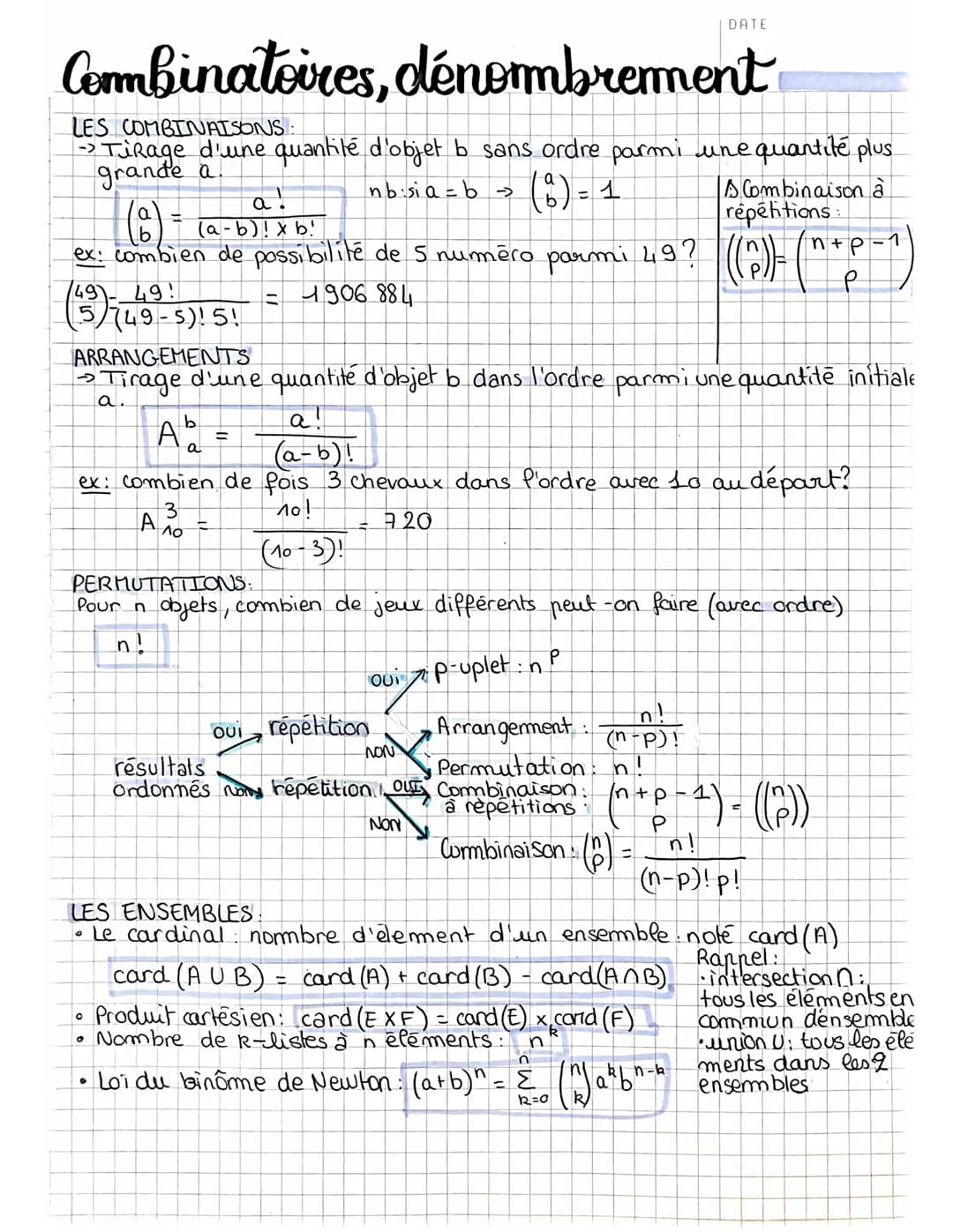 Combinatoires et dénombrement