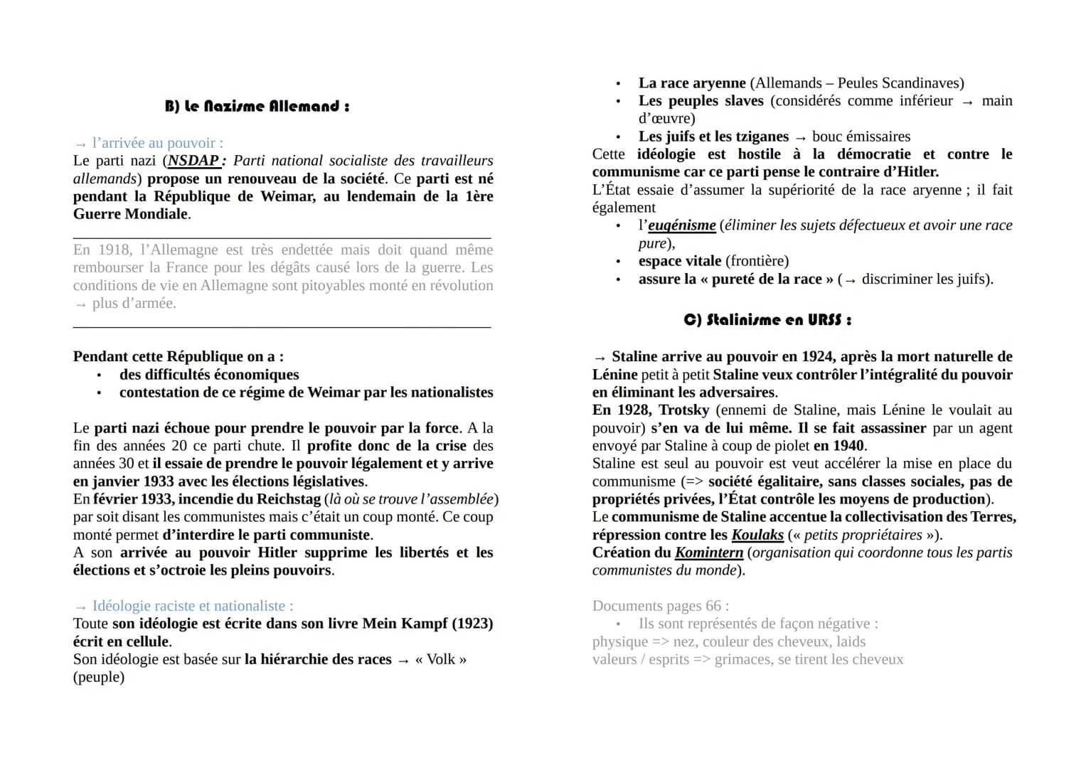 Chapitre n°2 : les régimes totalitaires de l'entre
deux-guerres
L'entre-deux guerres voit apparaître des régimes d'un genre
nouveau:
Fascism