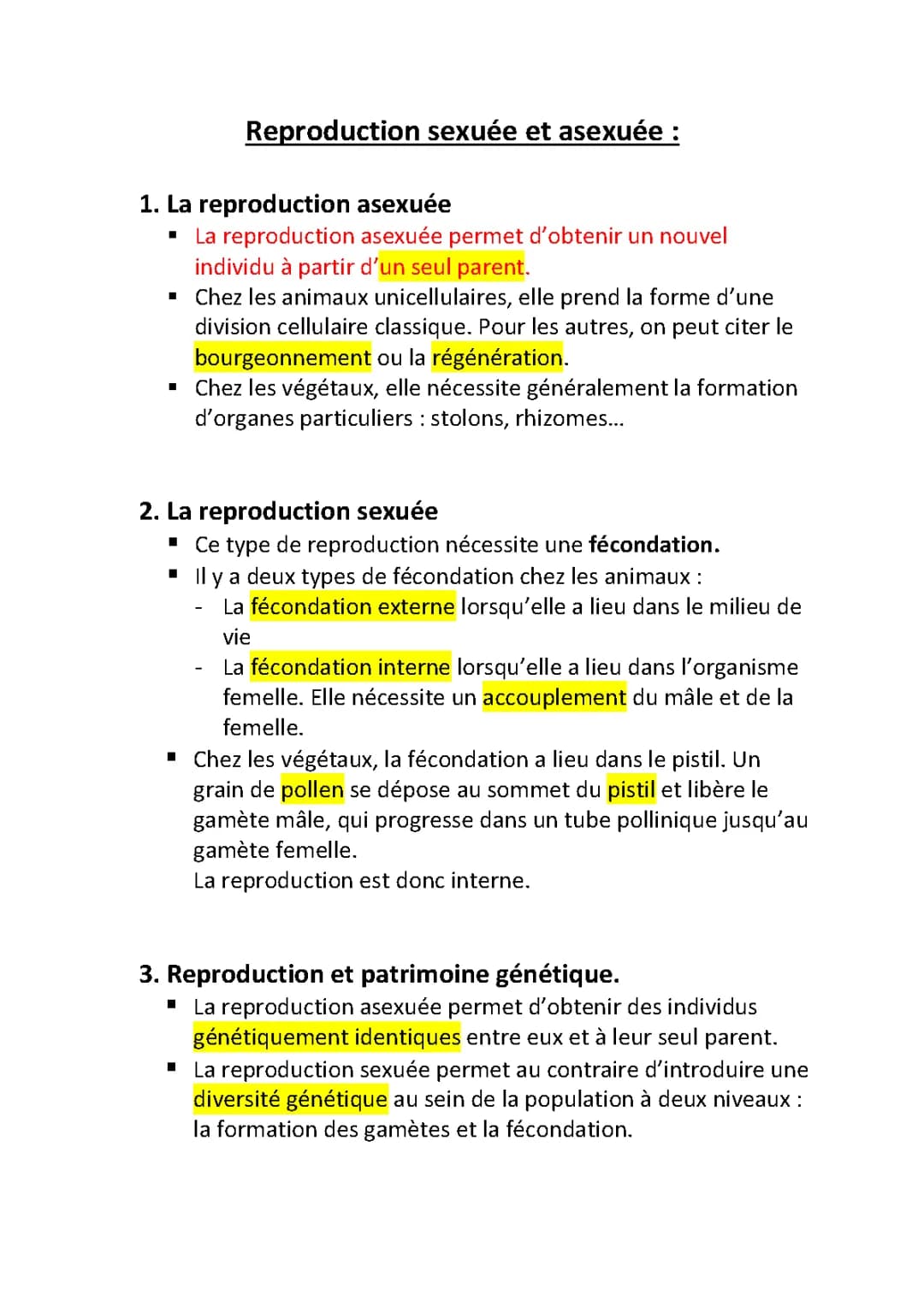La Reproduction Sexuée et Asexuée chez les Animaux et Plantes PDF
