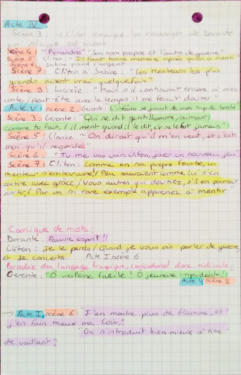 --- OCR Start ---
Acte I
Le Menteur, Corneille
Scene 1: "On apprenne a se
Faire
in visage a la
11
mode (Cliton compare un masque pour revoir