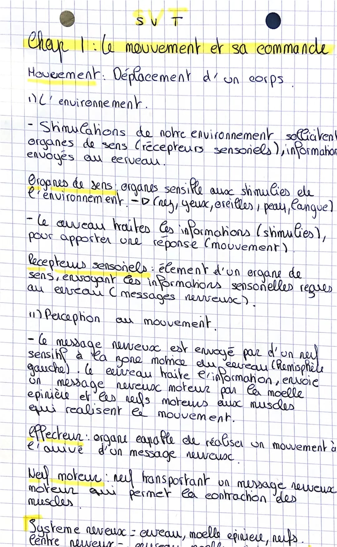 SU T
Chap 1:6e mouvement et sa commande
Hoveement. Déplacement d'un corps
"L'environnement.
Shimulations de notre environnement sollicitent
