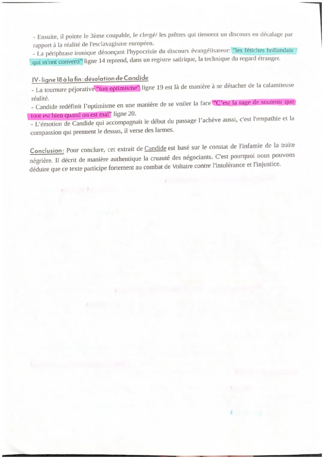 Le nègre de Surinam
Introduction: Le nègre de Surinam extrait de Candide et écrit par Voltaire, constitue une
dénonciation de l'esclavage et