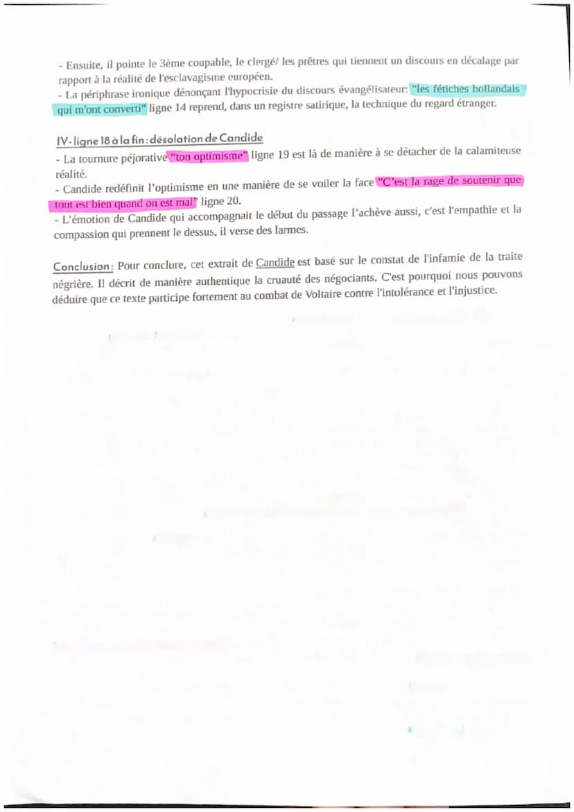 Le nègre de Surinam
Introduction: Le nègre de Surinam extrait de Candide et écrit par Voltaire, constitue une
dénonciation de l'esclavage et