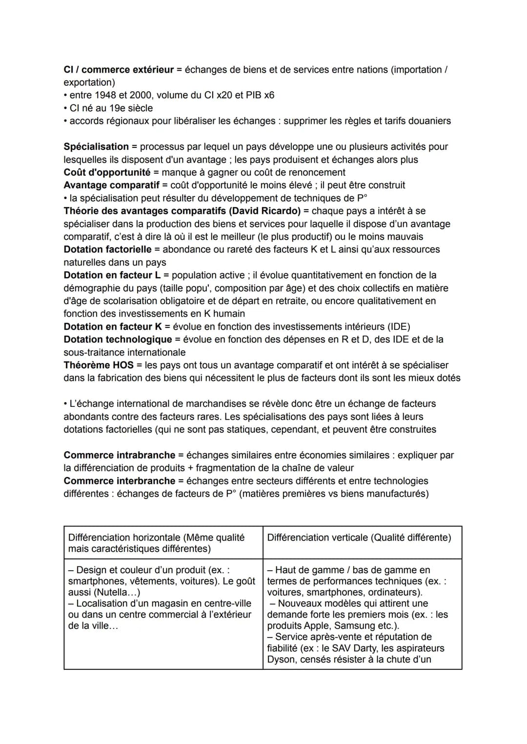 CI / commerce extérieur échanges de biens et de services entre nations (importation /
exportation)
• entre 1948 et 2000, volume du CI x20 et
