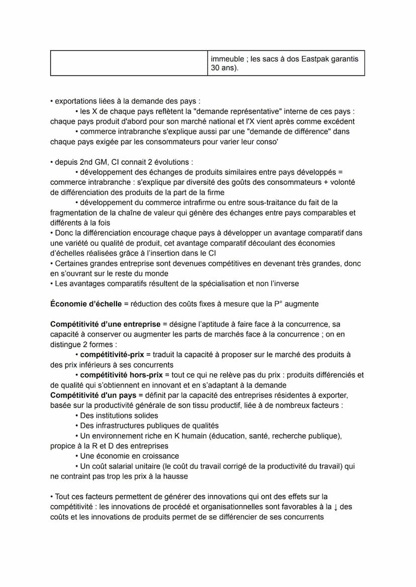 CI / commerce extérieur échanges de biens et de services entre nations (importation /
exportation)
• entre 1948 et 2000, volume du CI x20 et