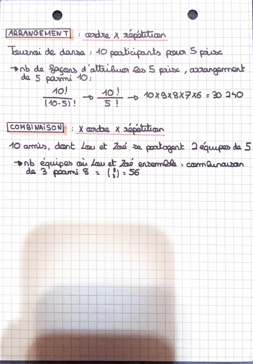 combinatore/déncombrement
SCHEMA DU CHAPITRE
avec cadre
avec répétitiven : p-uplets no
X répétition
X ordre x répét = combinaison (F) =
paru