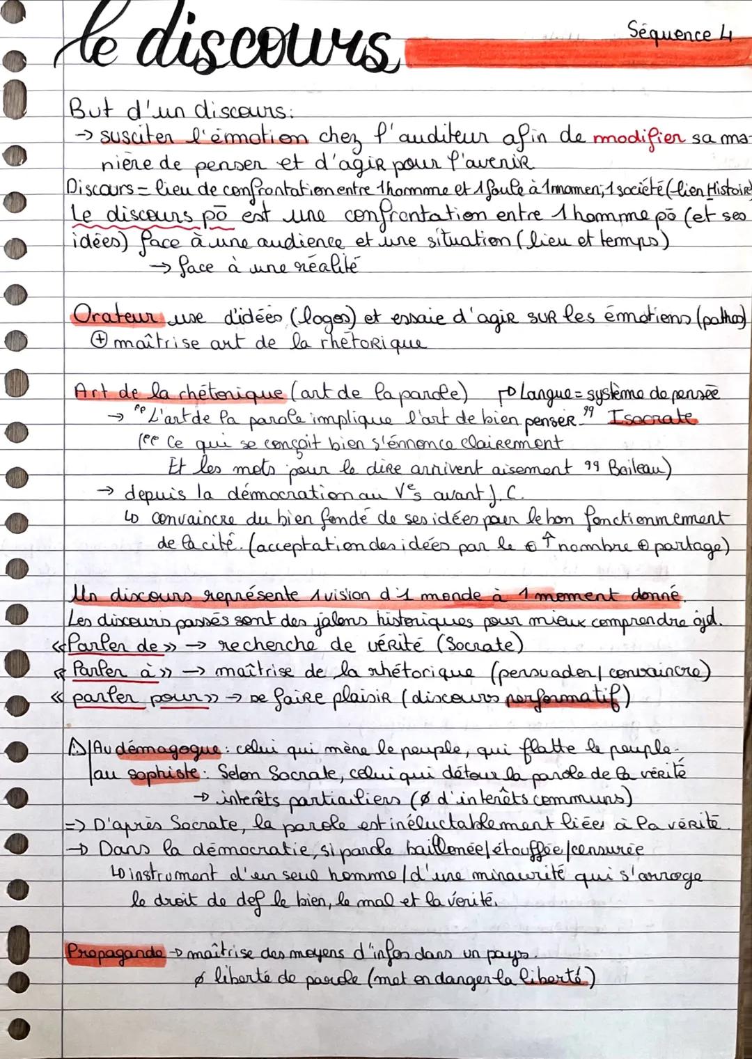 le discours
But d'un discours:
-> susciter l'émotion chez l'auditeur afin de modifier sa ma-
nière de penser et d'agir pour l'avenir
ses
Dis