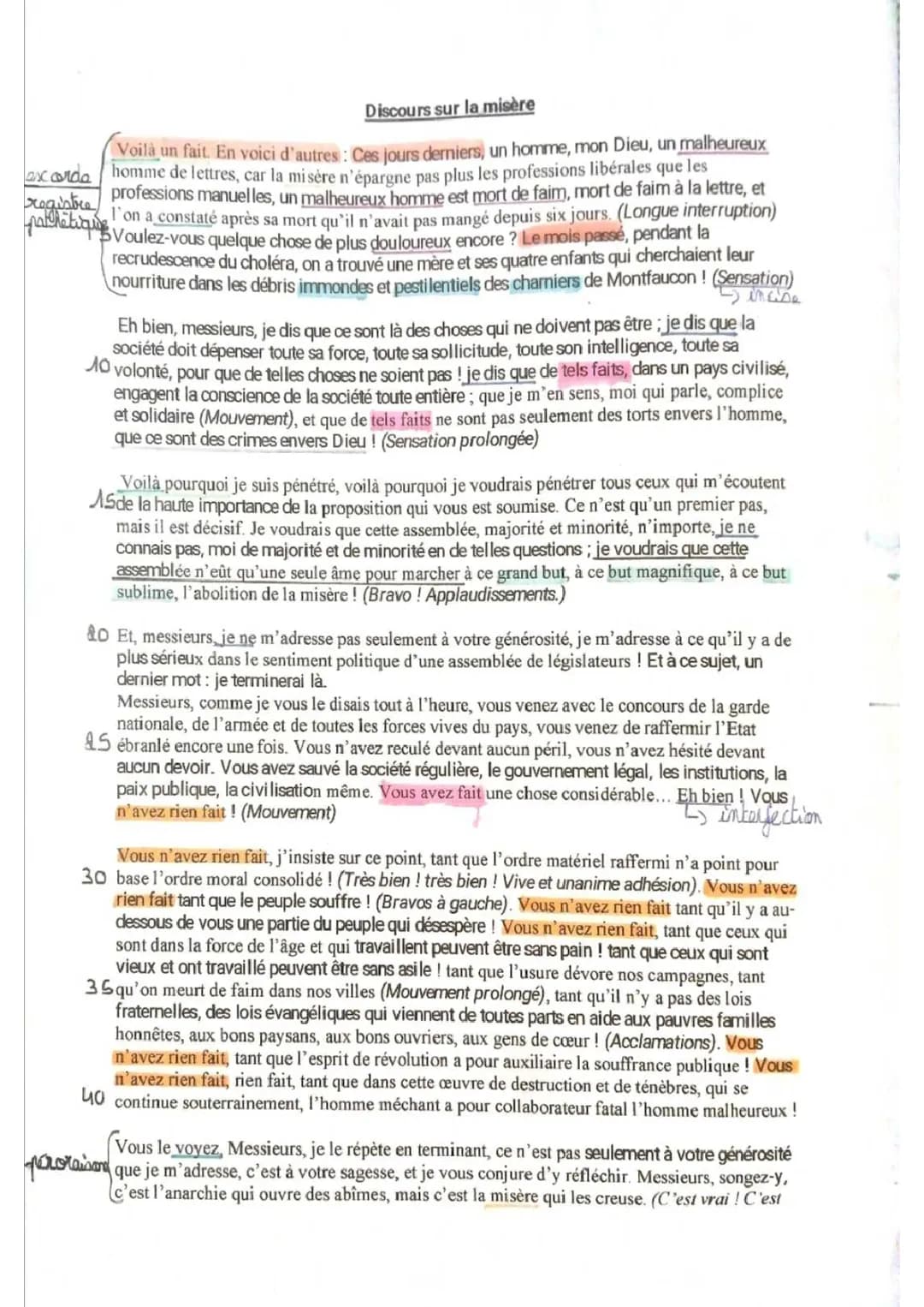 Analyse du Discours sur la misère de Victor Hugo