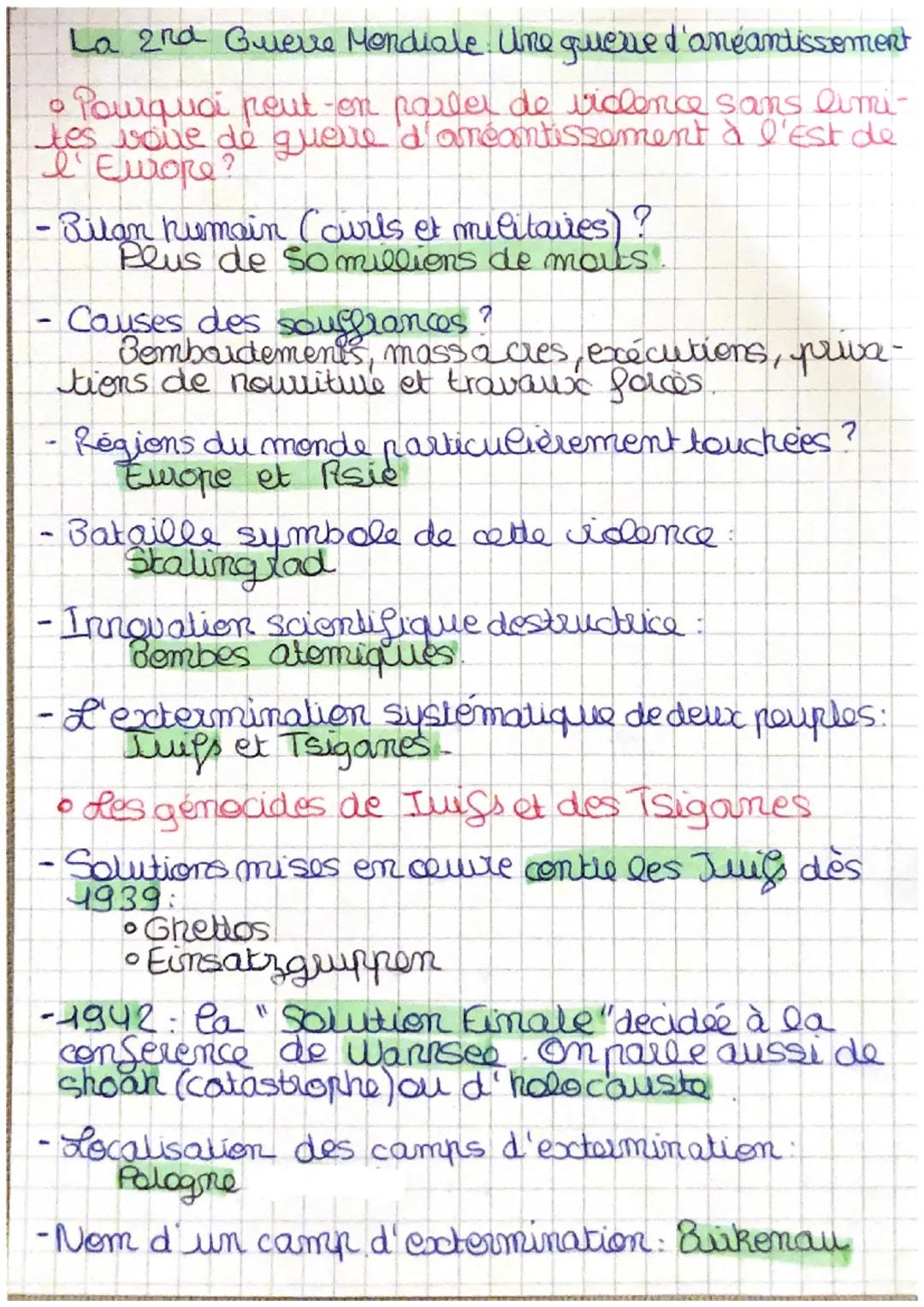 La 2nd Guerre Mondiale. Une guerre d'anéantissement

• Pourquoi peut-on parler de viclence sans limi
tes vove de quere d'anéantissement à l'