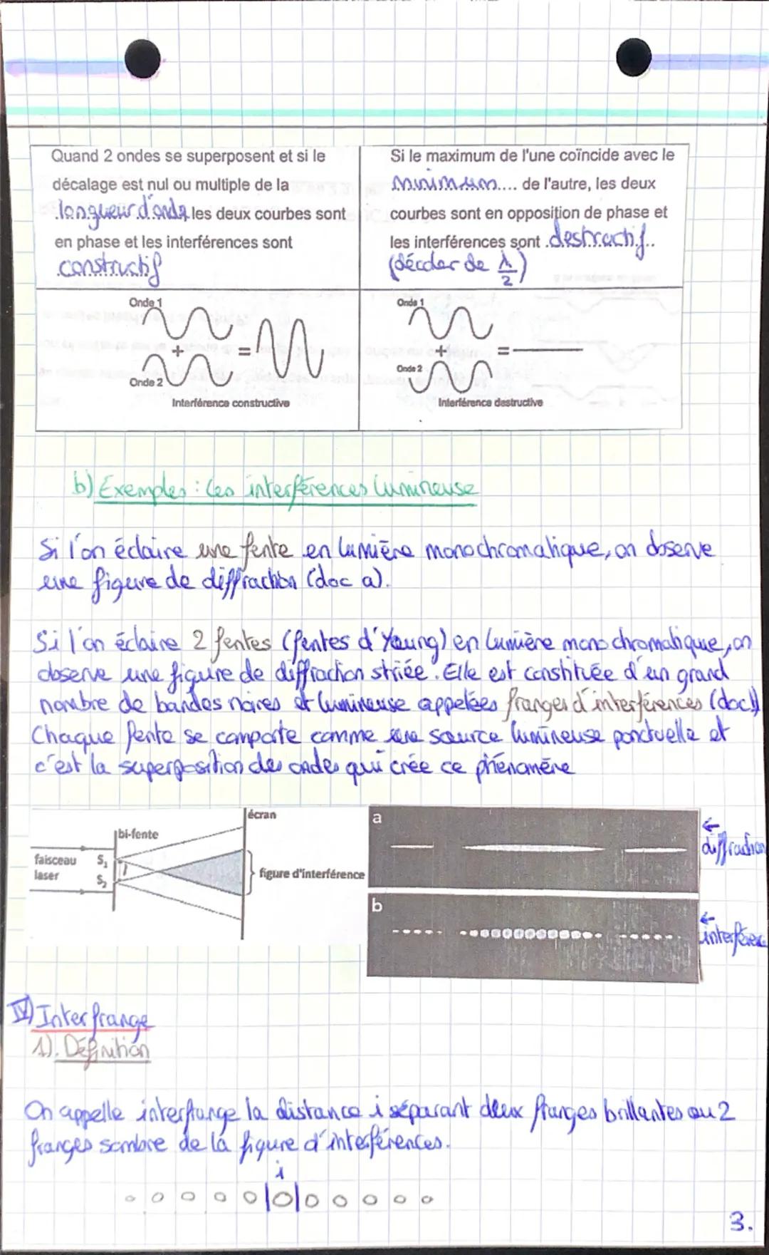 Chap 18 : Diffraction et interferences

IQu'est-ce que la diffraction?
1) Le phénomène de diffraction

Cósqu'une onde rencontre un obstacle 