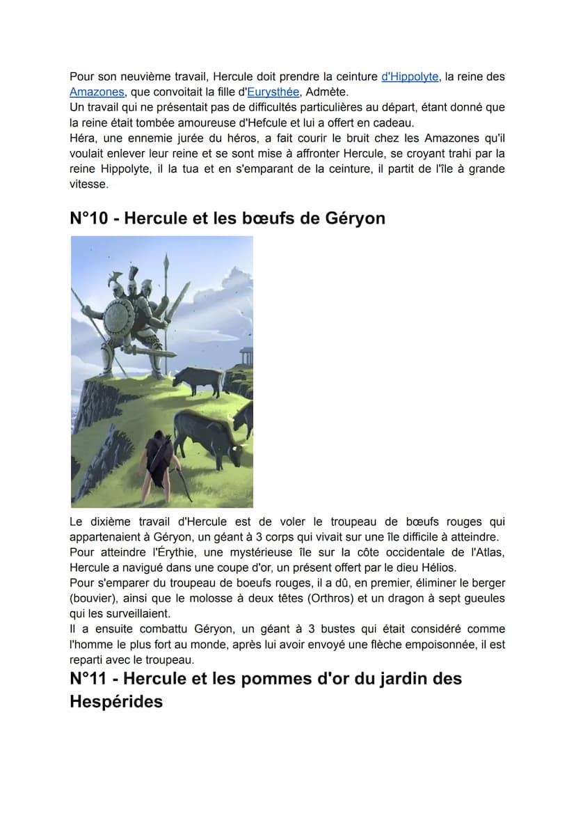 Les douze travaux d'Hercule
Liste détaillée des 12 travaux d'Hercule
Les écrits sur les "12 travaux d'Hercule" constituent l'une des histoir