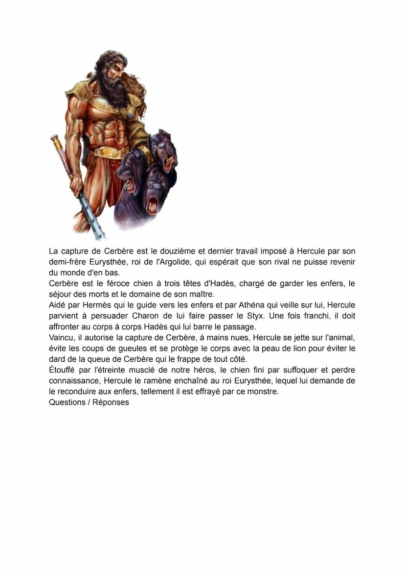 Les douze travaux d'Hercule
Liste détaillée des 12 travaux d'Hercule
Les écrits sur les "12 travaux d'Hercule" constituent l'une des histoir