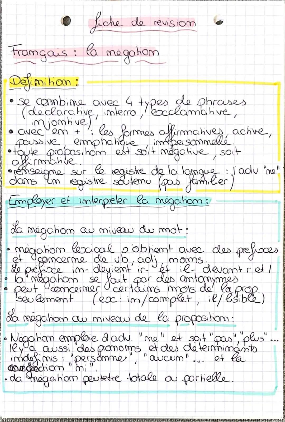 fiche de
Framgais la megation
Definition:
•se combine avec 4 types de phrases
declarative, interro
exclamative,
im jomlive)
avec em +
de rev