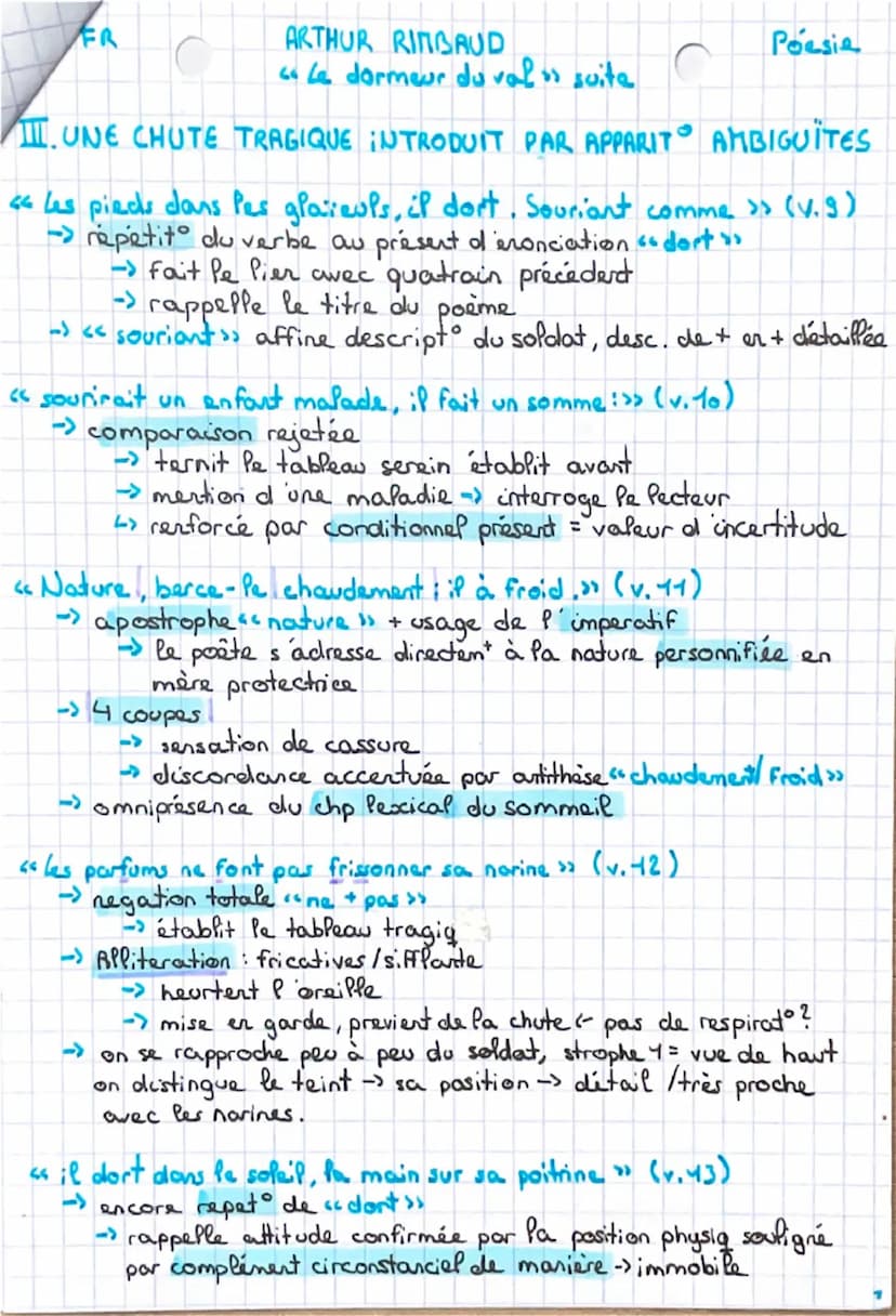 --- OCR Start ---
BAC/FR
ARTHUR RIMBAUD
I. INTRODUCTION
« Le dormeur du val >>
Poesie
x|x^{2}S.= modernité. Alors que les villes se développ