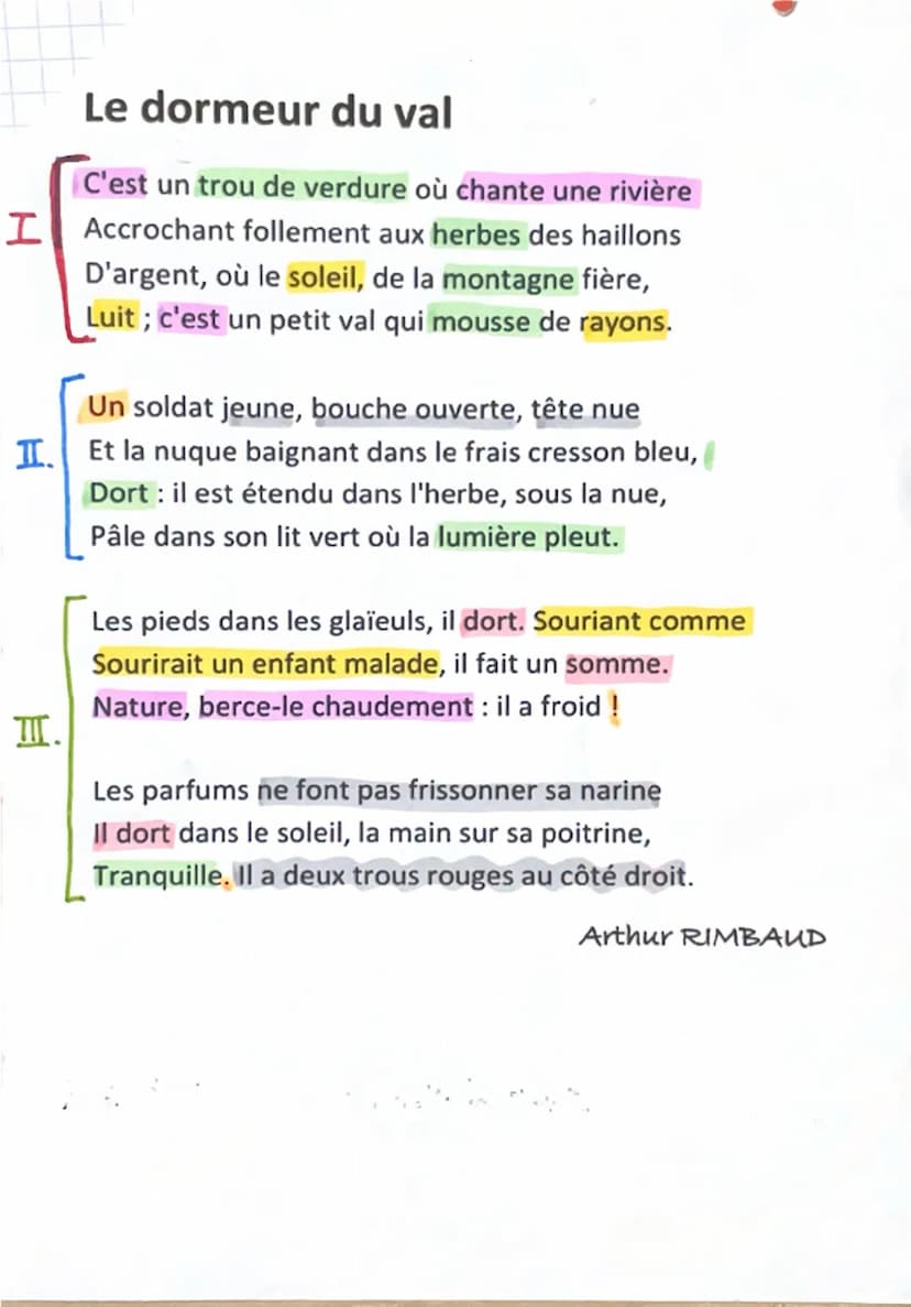 --- OCR Start ---
BAC/FR
ARTHUR RIMBAUD
I. INTRODUCTION
« Le dormeur du val >>
Poesie
x|x^{2}S.= modernité. Alors que les villes se développ