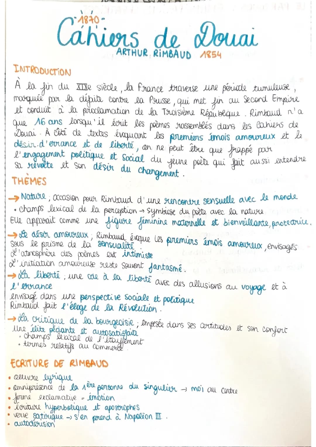 Cahiers de douai arthur rimbaud 