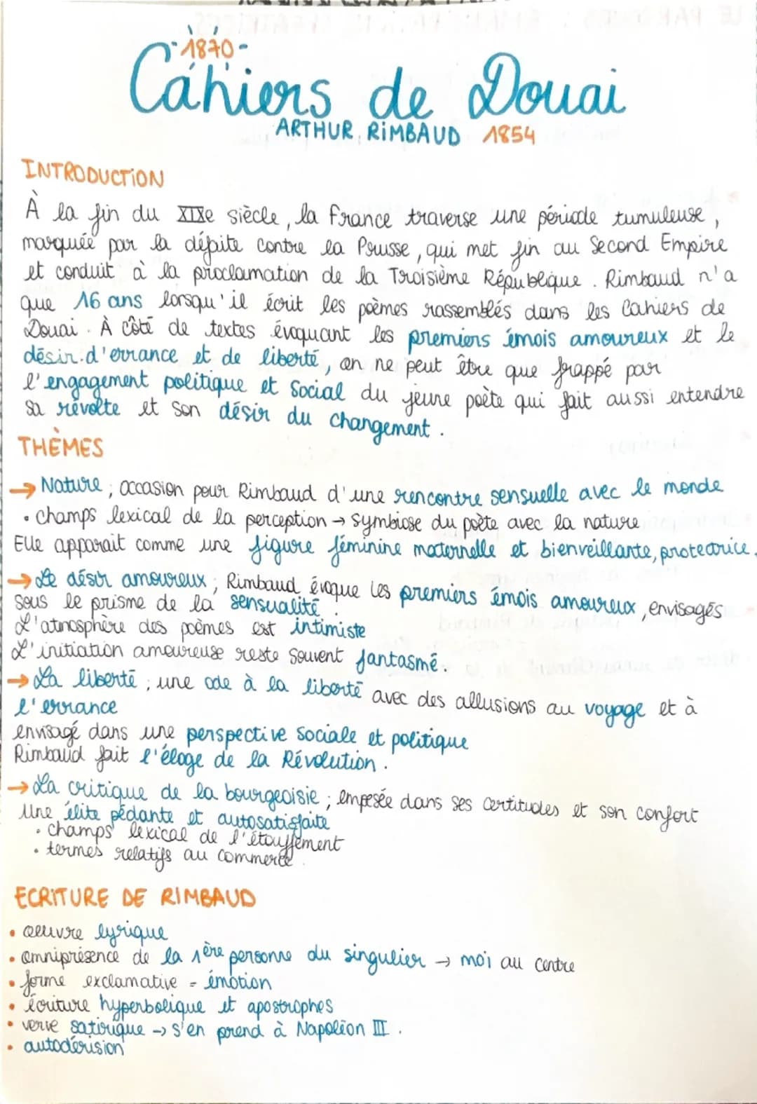 -1870-
Cahiers de Douai
INTRODUCTION
ARTHUR RIMBAUD 1854
À la
fin du XIXe siècle, la France traverse une période tumuleuse,
marquée par la d