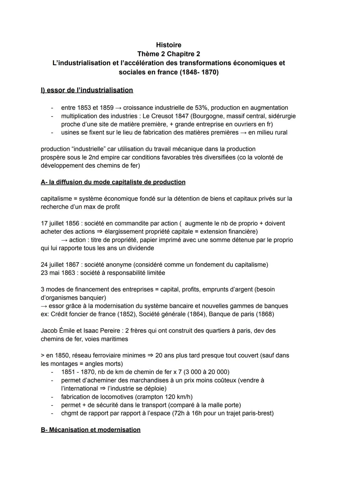 --- OCR Start ---
Histoire
Thème 2 Chapitre 2
L'industrialisation et l'accélération des transformations économiques et
sociales en france (1