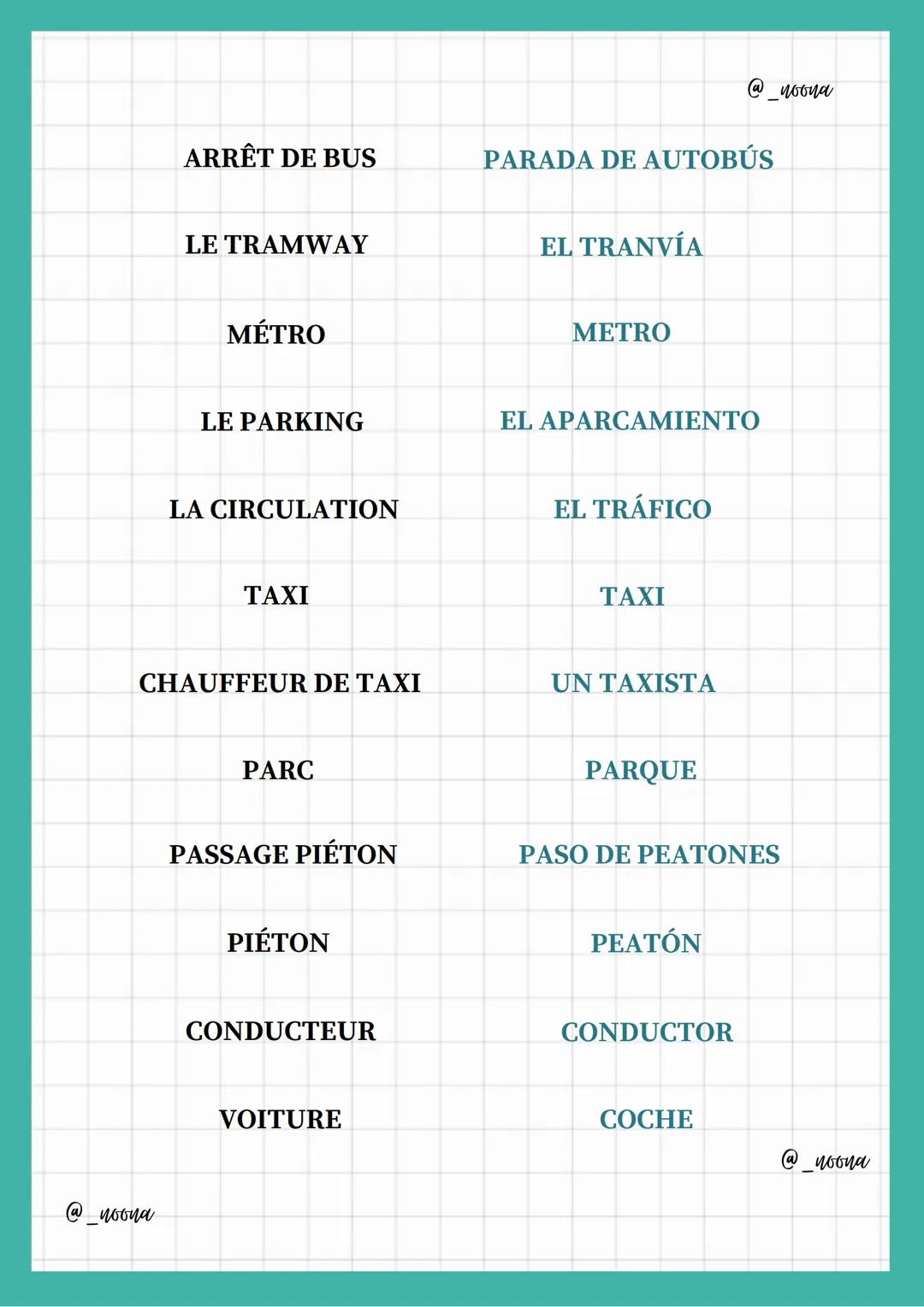 @_noona
Vocabulario
- DE LA CIUDAD-
@_noona
LA MÉTROPOLE
LA METRÓPOLI
URBAIN
URBANO
QUARTIER
BARRIO
ARRONDISSEMENT
DISTRITO
PÉRIPHÉRIE
PERIF