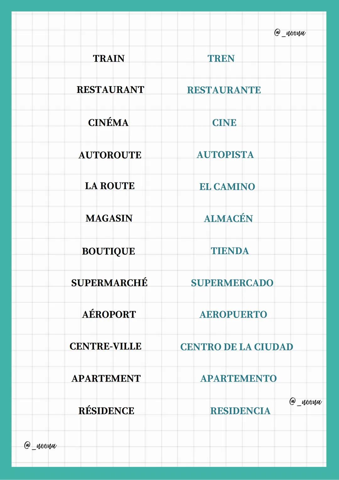 @_noona
Vocabulario
- DE LA CIUDAD-
@_noona
LA MÉTROPOLE
LA METRÓPOLI
URBAIN
URBANO
QUARTIER
BARRIO
ARRONDISSEMENT
DISTRITO
PÉRIPHÉRIE
PERIF