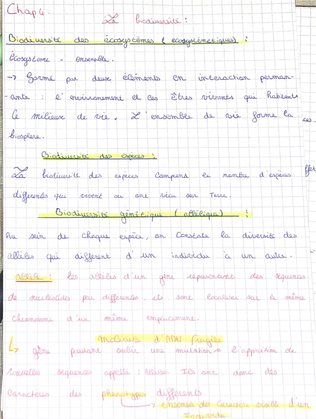 Chap 4
Biodiversité
Closysteme
-> Garmé
ante
Ce
biosphere.
Au
milieux
allèles
de
sein
Biodiversité
La biodiversite des
differentes qui
allia