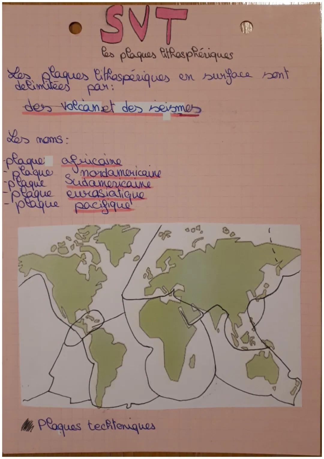 SVT
les plaques lithosphériques
Les plaques lithospériques
de limitées
par:
des volcanet des seismes
Les noms:
-plaque africaine
pe que nord