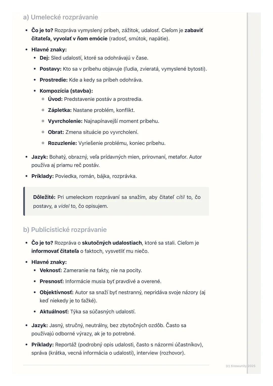 # Rozprávanie a opis

## 1. Prehľad a úvod

Takže, na slovenčine sa teraz učíme o rozprávaní a opise. Je to dôležité, lebo
tieto veci použív