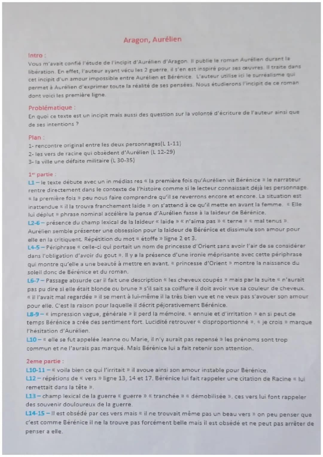 01 personnages en marge, plaisirs du romanesque
1
Aragon, Aurélien, 1944
Texte 1.3
La première fois qu'Aurélien vit Bérénice, il la trouva f