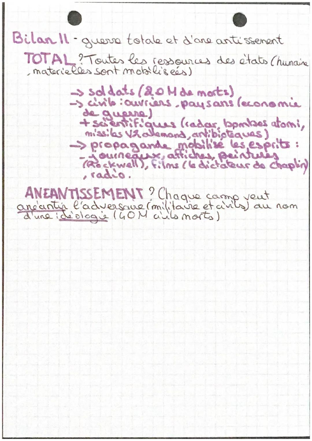 # Histoire 3 (39-45)
querre d'anné antissement: guerre dans Paquelle
chaque camp camp veut, anéantir (exterminer) l'autre
au nom d'une idéol