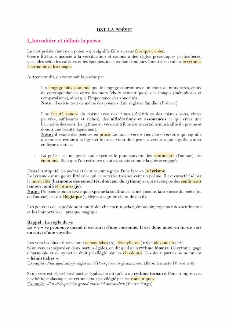 Know Fiche sur la poésie, méthode du commentaire de texte et figures de style  thumbnail
