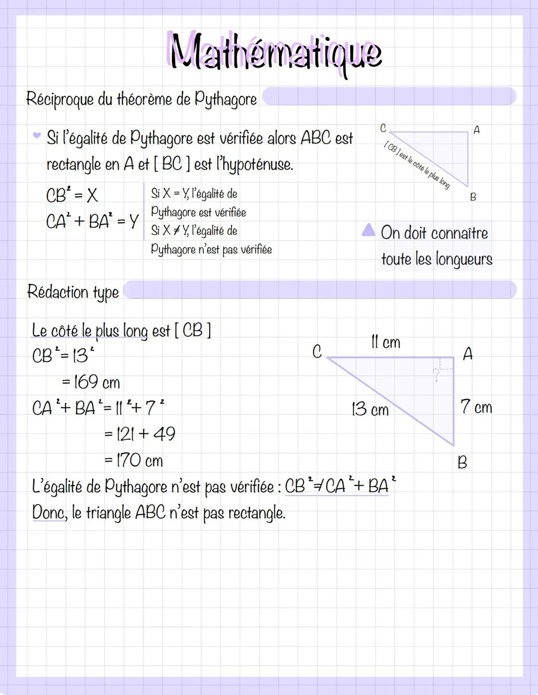 Comprendre la réciproque du théorème de Pythagore : Explications simples