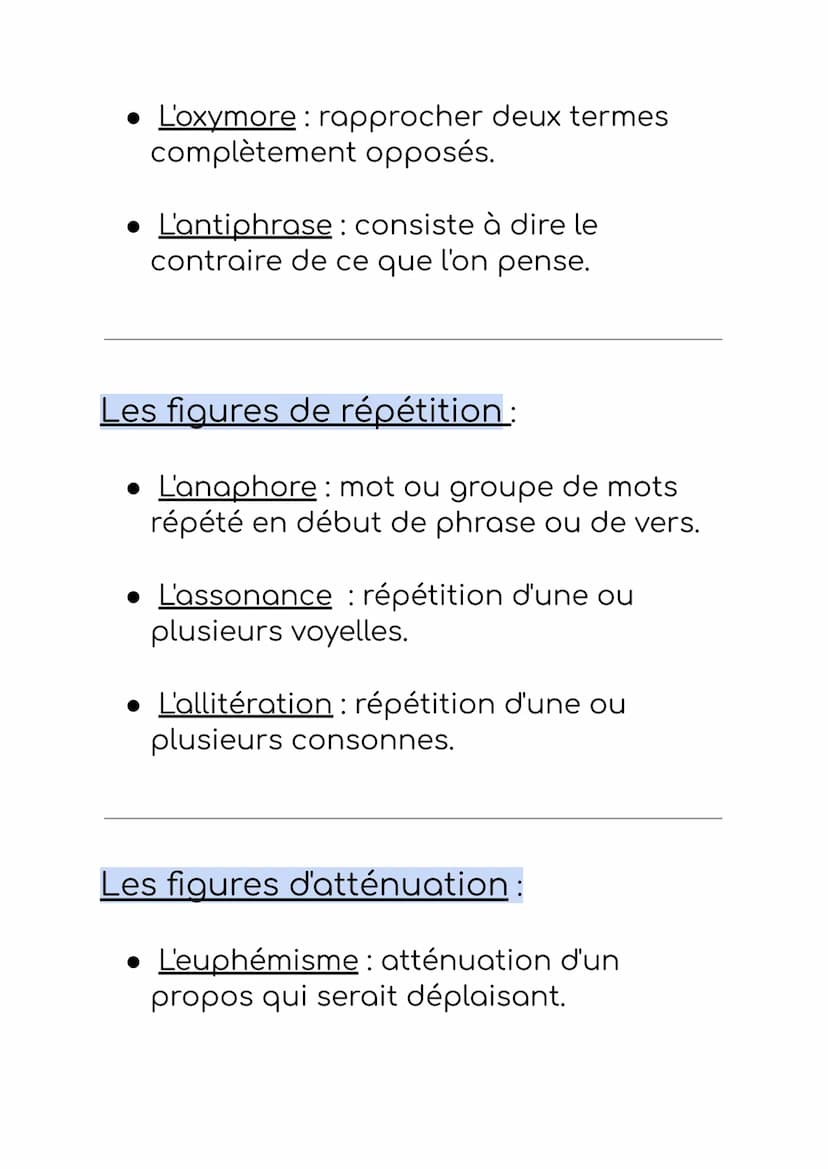 Les figures de style
Les figures de ressemblance:
. La comparaison : comparaison entre
deux éléments à l'aide d'un outil de
comparaison.
• L
