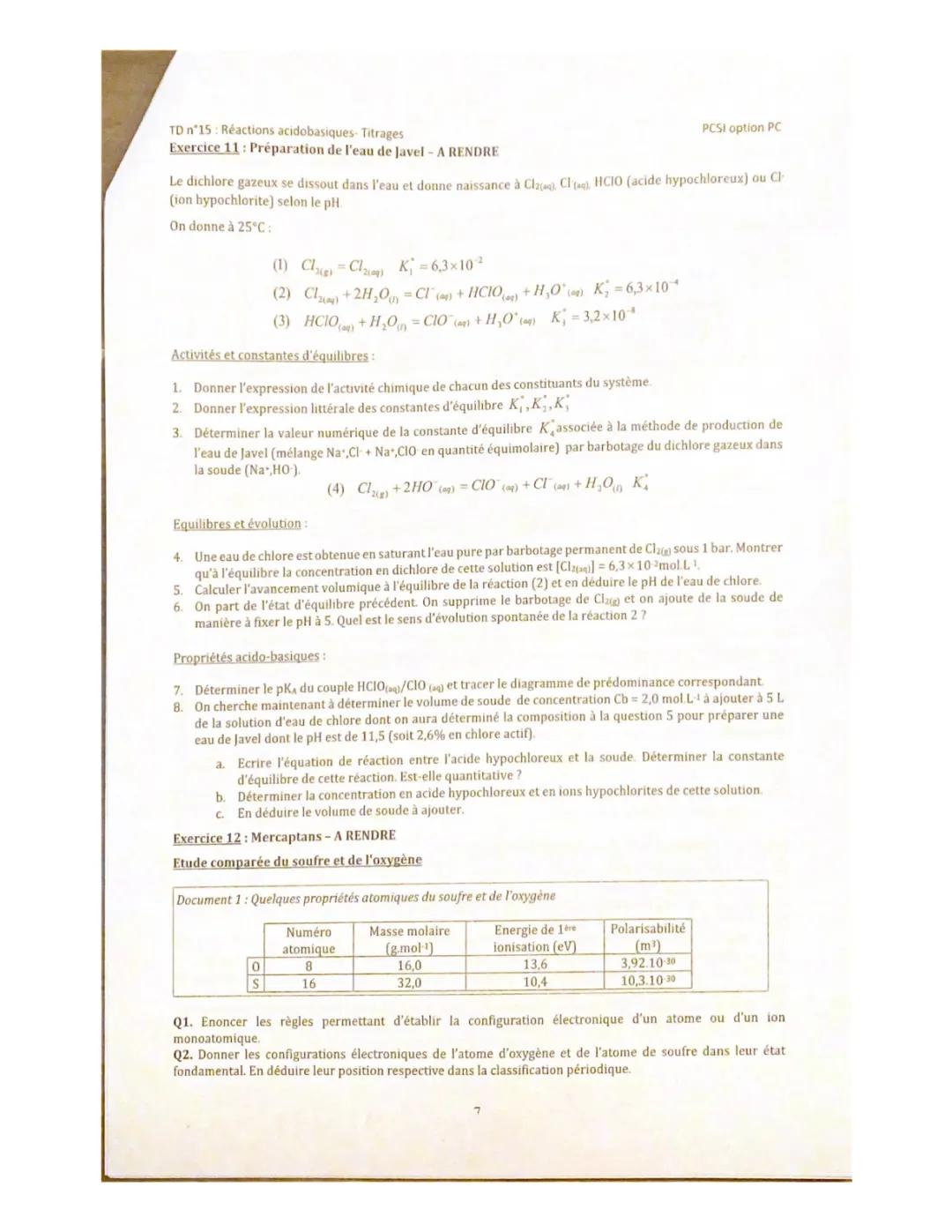 Exercices Corrigés de Physique Chimie : Dosage, Titrage et Eau de Javel - PDF