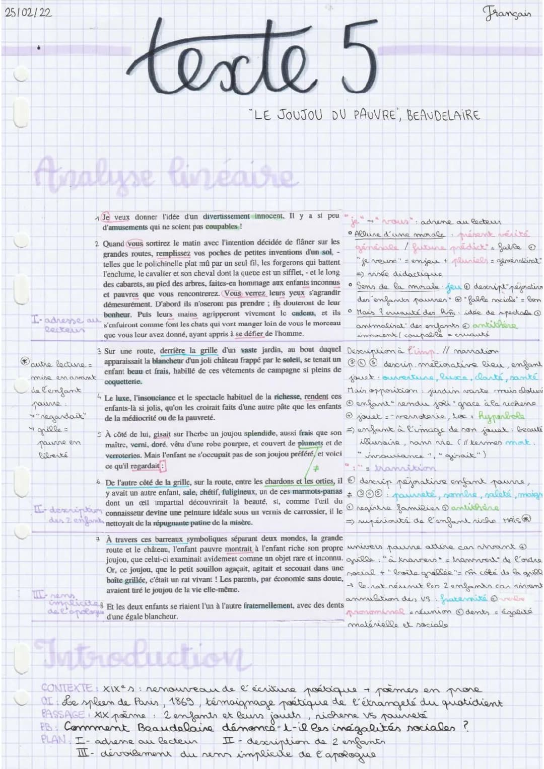 Le joujou du pauvre - Analyse linéaire et PDF pour le bac 2024