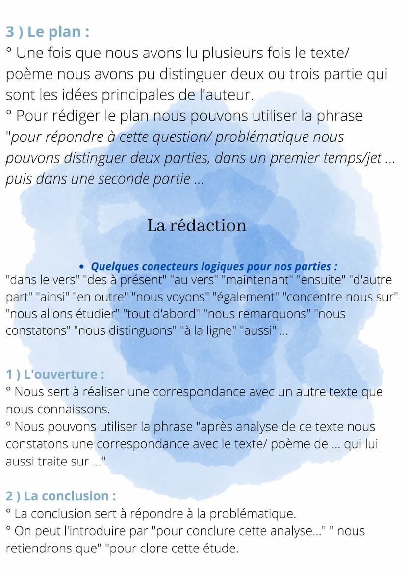 Français
O
Réaliser une introduction
1) L'amorce :
Phrase d'exemple : Le texte/poème que nous allons étudier se
nomme (titre), il a été écri