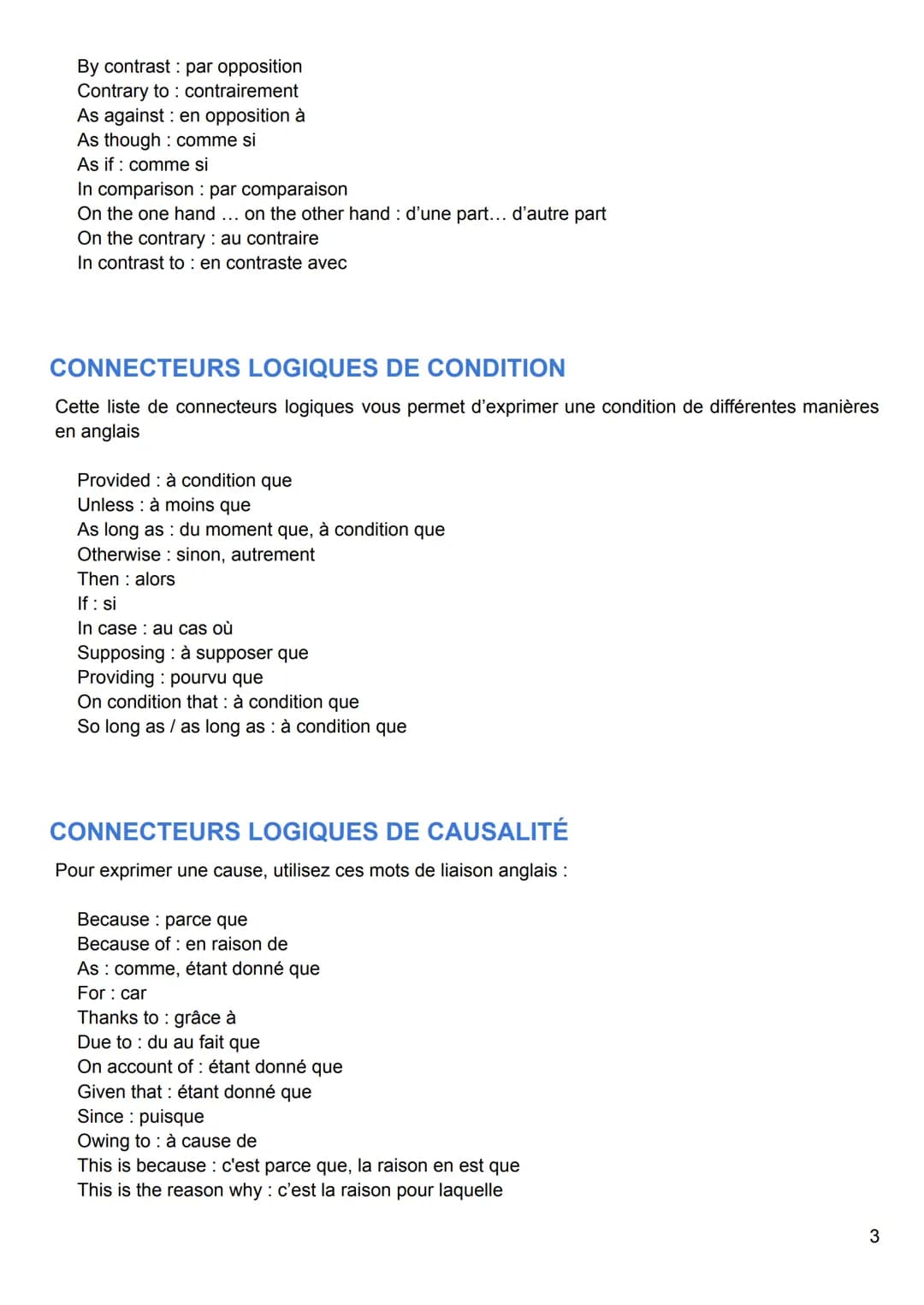 Anglais - Mots de liaison
FORMULES D'INTRODUCTION
Pour commencer un récit ou une argumentation, voici quelques termes anglais à utiliser :
F