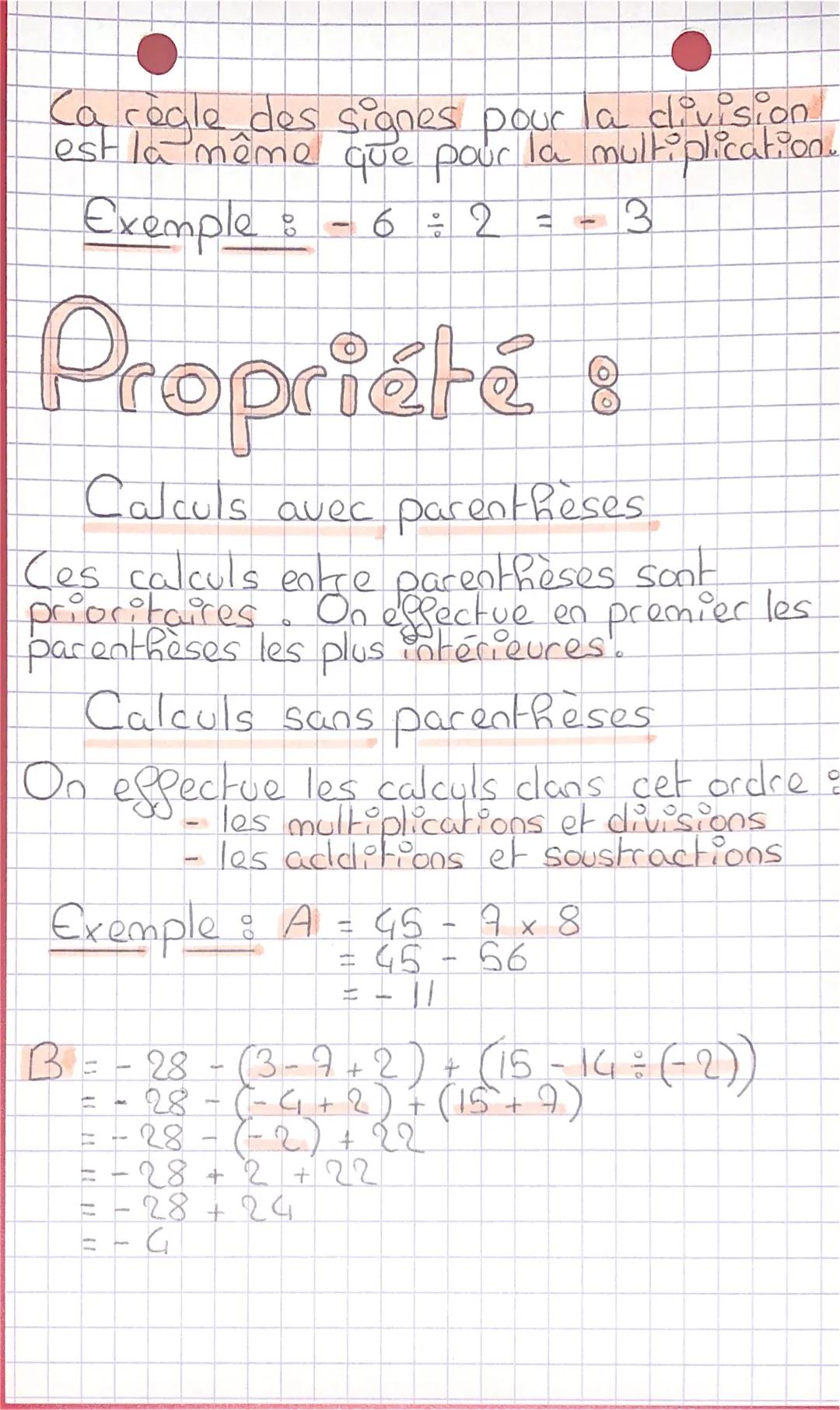 ←
maths
Les nombres relatifs
Règle ⁰1:
Ce produit de deux nombres de
to signes contraires est négatif.
Exemple : 3 x (-2) -6
to
Règle n°28
C